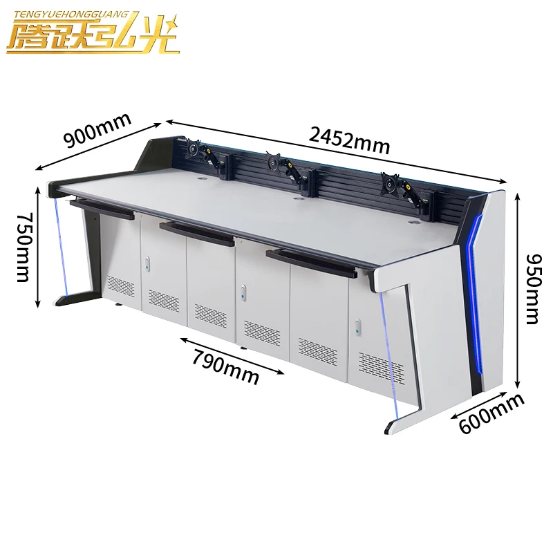 Three workstation DH-type command center control console monitoring desk Conference  office furniture monitoring computer desk