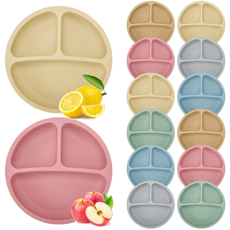 Нескользящие силиконовые детские тарелки для малышей Детские 100% пищевые разделенные присоски детей