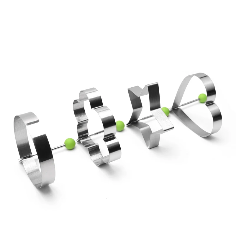 18/0 Stainless Steel Round Flower Heart Star Shape Kitchen Fried Egg Ring Mould Cooking Tools Round Flower Heart Shape