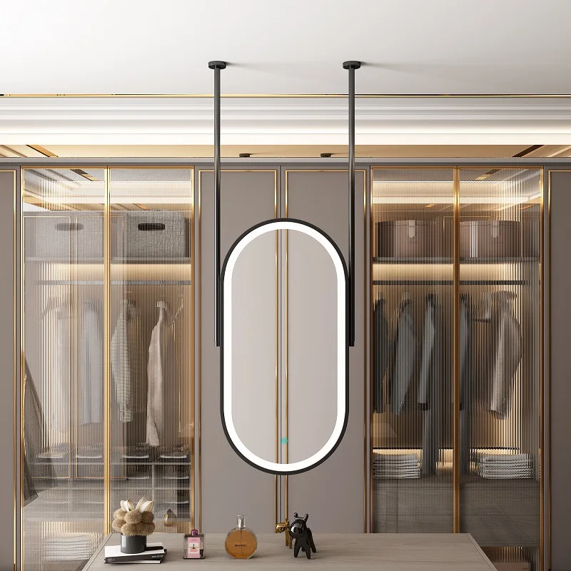 Modern Toilet showerroom smart touch switch Ceiling Hang bathroom Mirror With Light