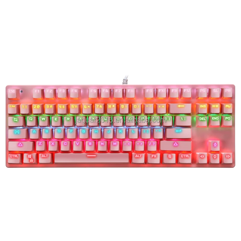 Wired mechanical rgb backlit keyboard compact layout 87 key keyboard black for gamers