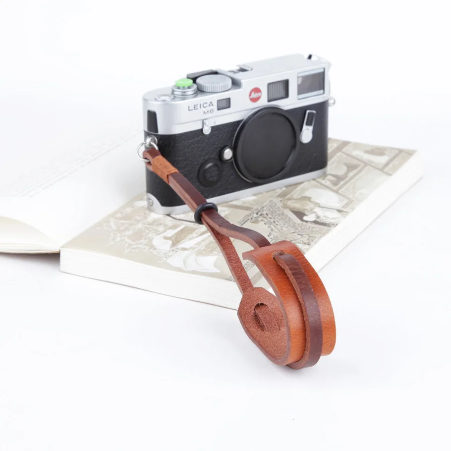 Hot sale fashion vegetable tanned cowhide camera wrist strap