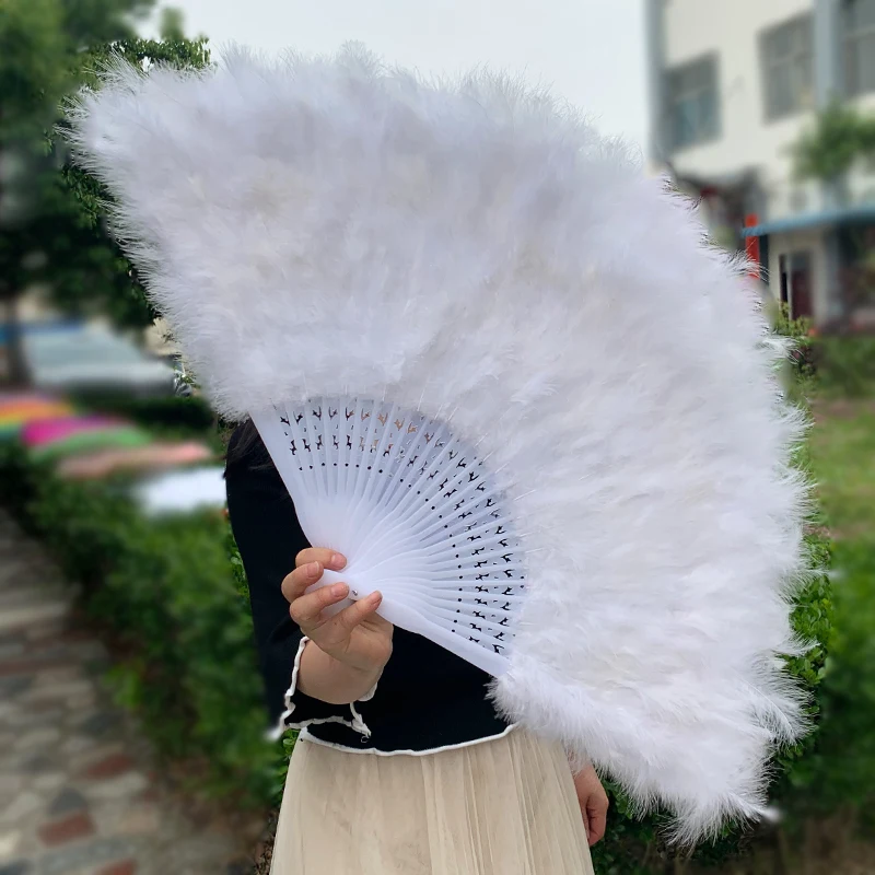 80*45cm Wholesale Belly Dance Large White Feather Hand Fans For Dance