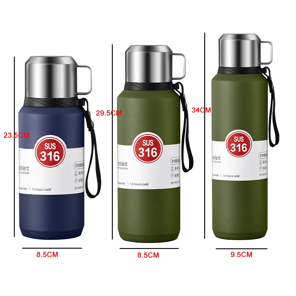 Beauchy 316 stainless steel large capacity water bottle cup outdoor sports travel office vacuum cup Solid color flasks