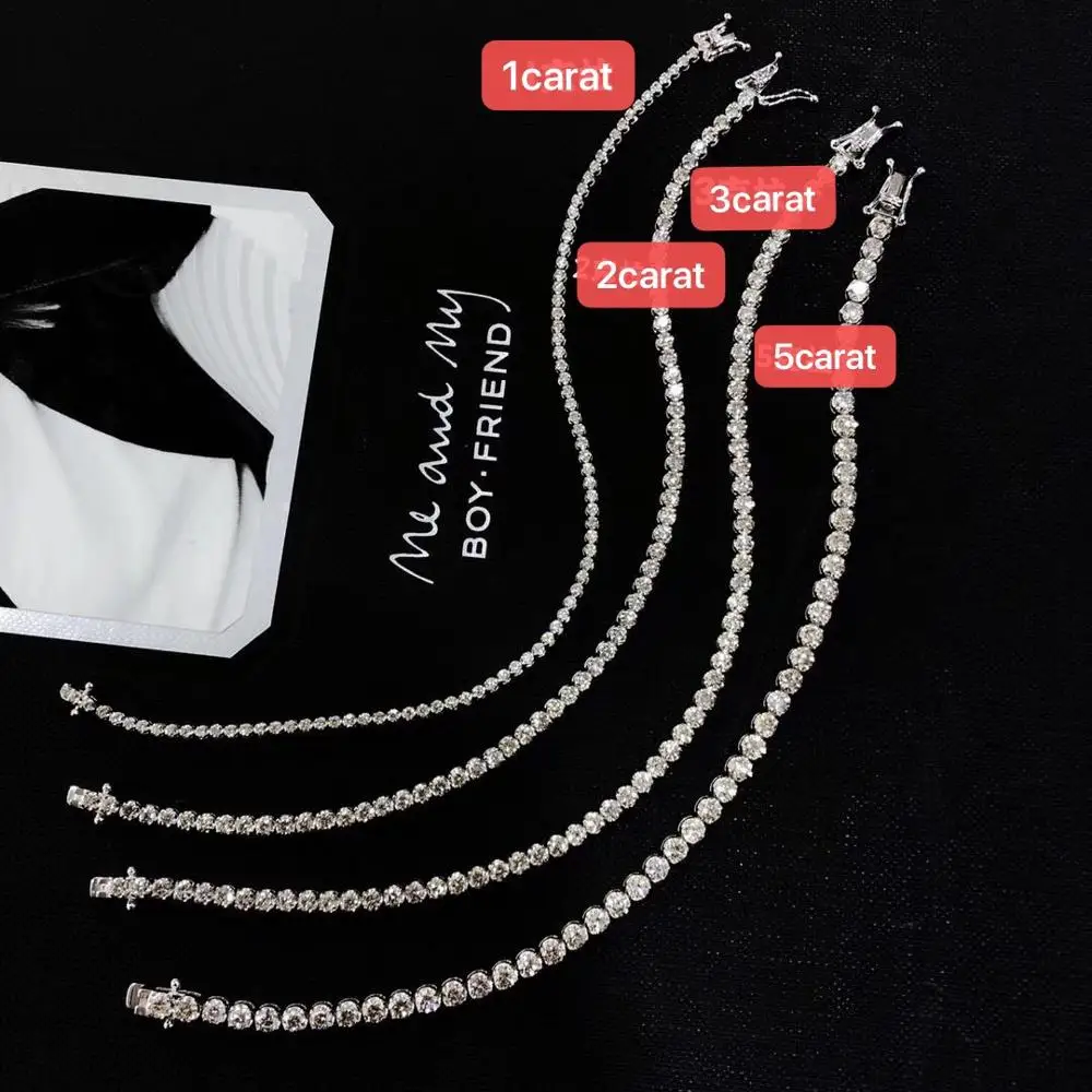 In Stock Wholesale Popular Luxury Sparkling Diamond Jewelry Delicate  Ladies Full Diamond Single Row 18K Pure Bracelet