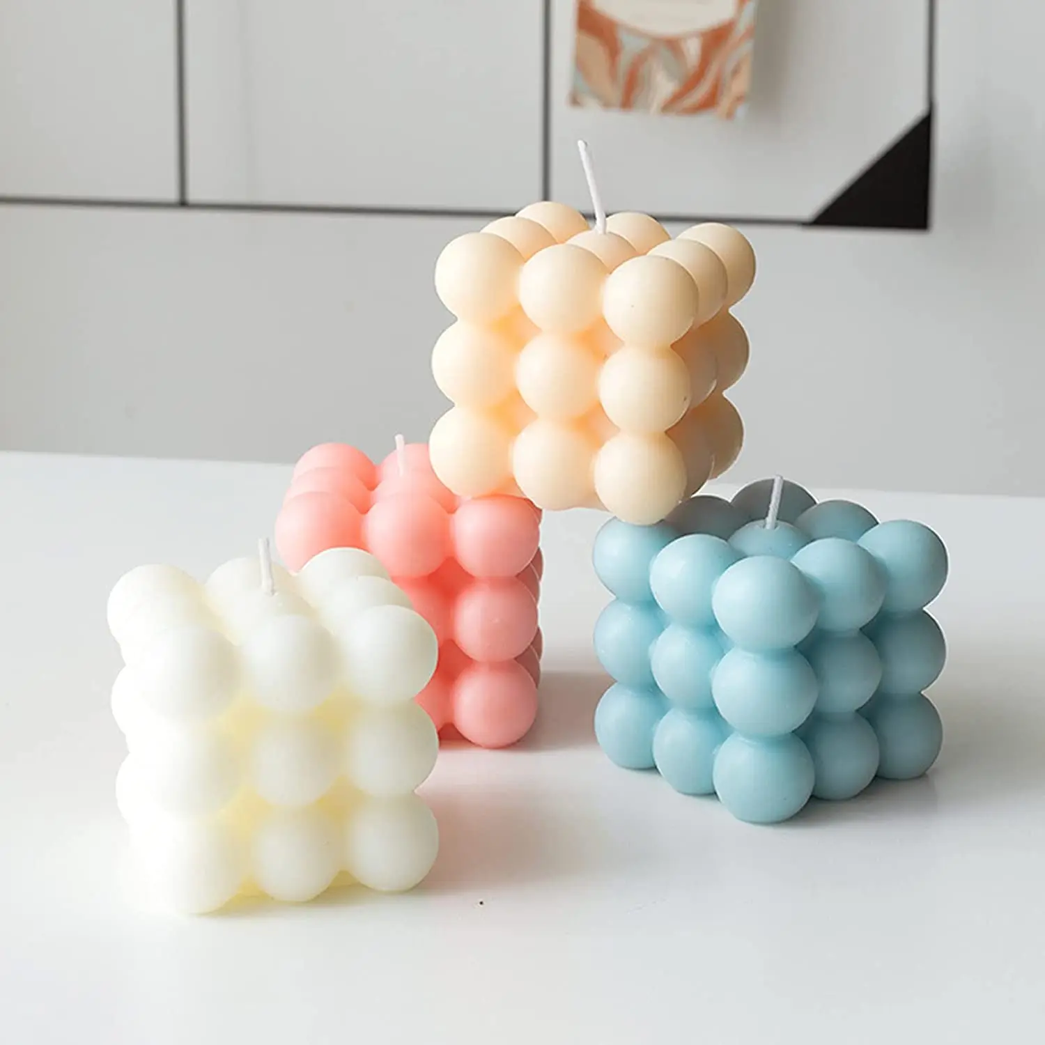 High Quality Aromatherapy Soy Wax Scented Candles Bubble Handmade Soy Cube Candles Candle Bubble Room Decor