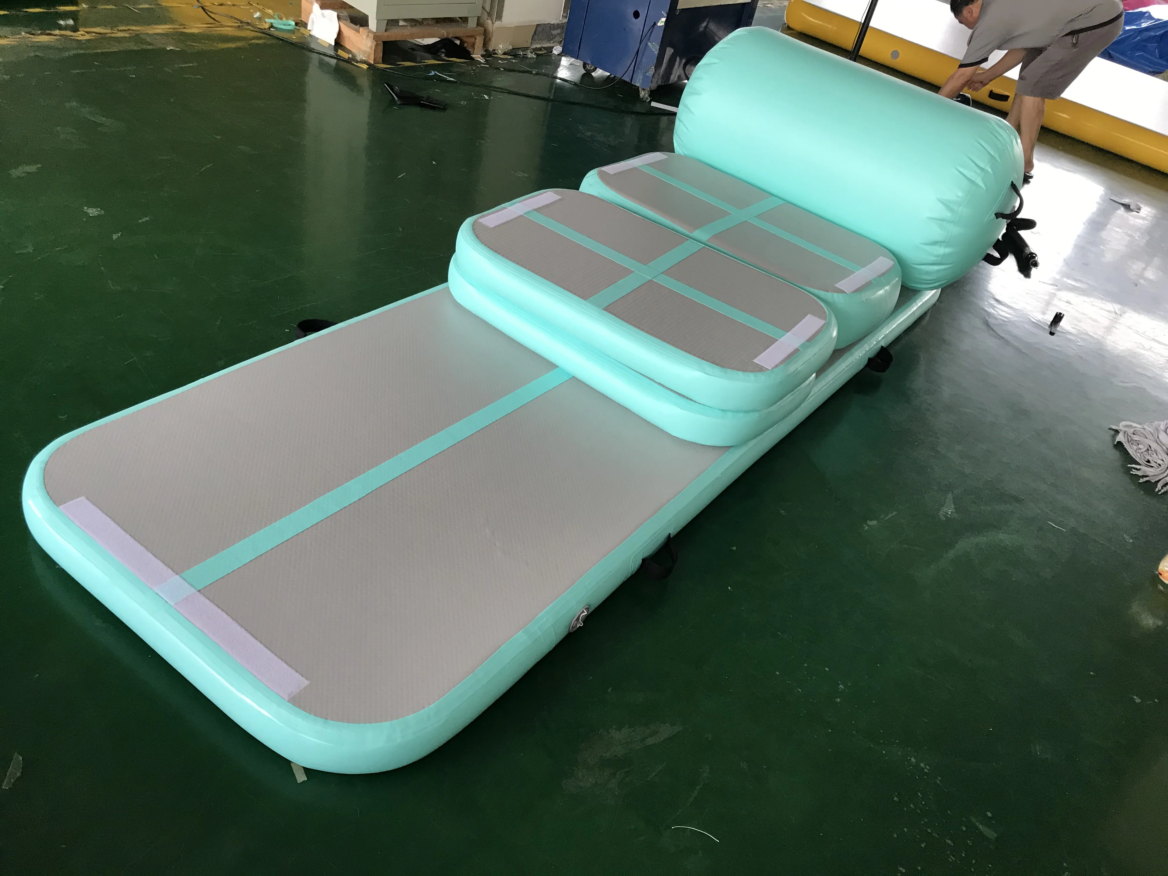 Полный комплект AirTrack Aqua мятно-зеленого цвета Воздушная доска надувной гимнастический Акробатический тренировочный воздушный трек домашний
