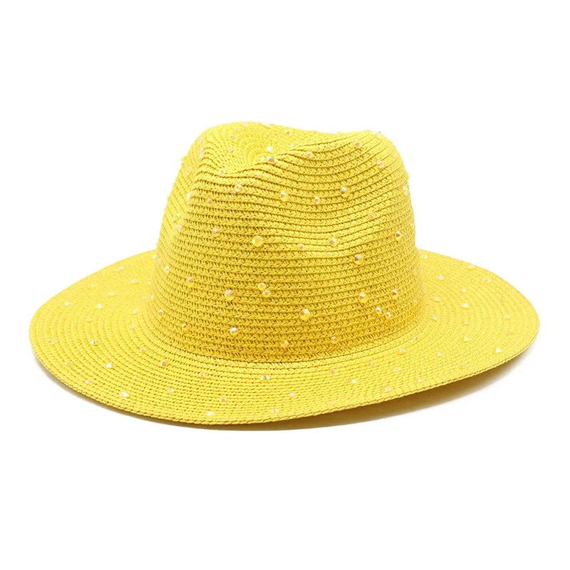 Sunshade sunblock Panamanian top hat braided gentleman light plate diamond-encrusted straw hat