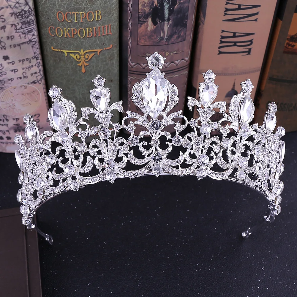 Hot sale Tiaras and Crowns for Girls Rhinestone Wedding Tiara Blue Forehead Bridal Tiara