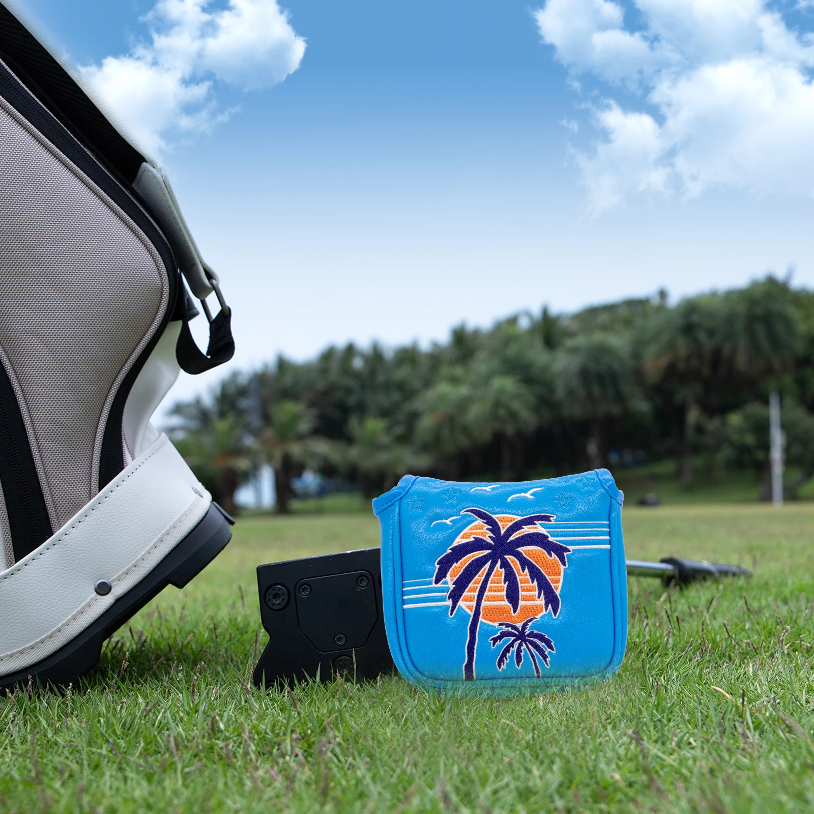 High Quality Waterproof Pu Golf Headcover Embroidery Mallet Cover Golf Strong Magnetic Golf Mallet Putter Head Cover