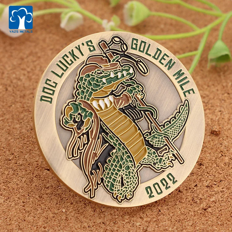 2023 YAZS Metals Factory supply Brass zinc alloy iron steel stamp custom soft hard enamel cheap metal coin with hole