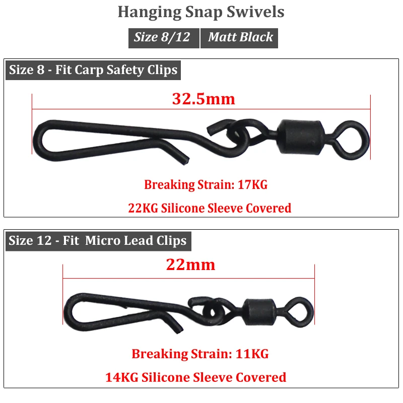 Carp Fishing Accessories Hanging Snap Swivels Standard Size 8/12 Quick Change Carp Rigs Hooklink Snap Bait Connector Clips 253
