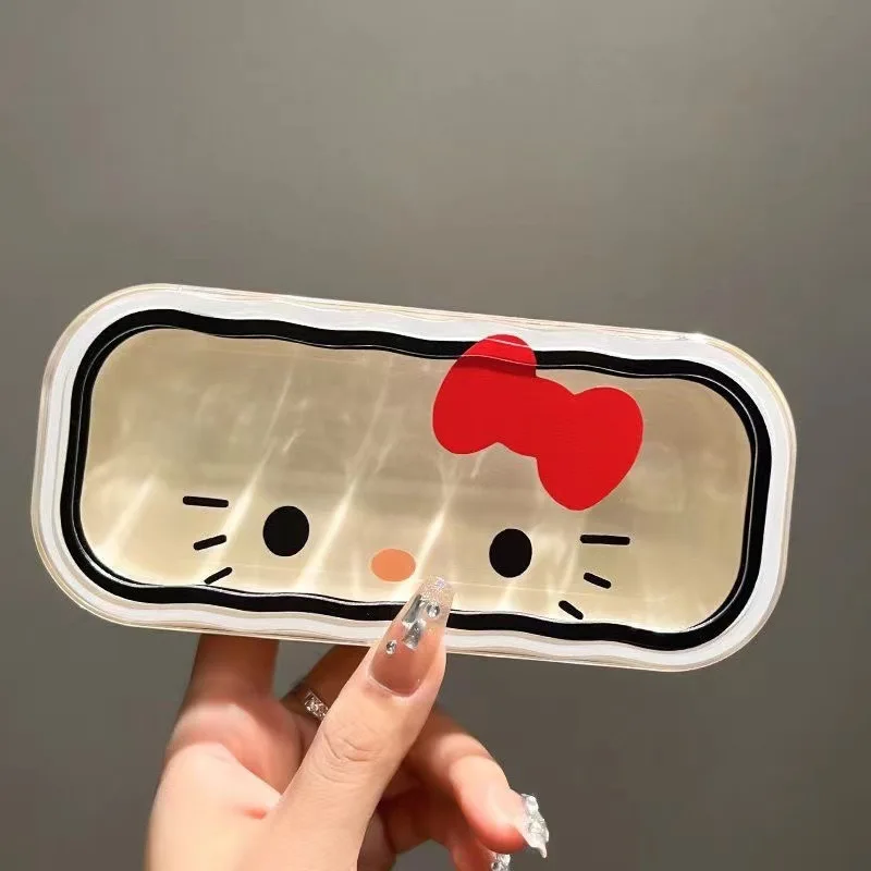 Wholesale Japan Cartoon Helloed Kitty Sanrio Vanity ABS Glasses Travel Case Makeup Brush Storage Beauty Cosmetic Bags Accessory