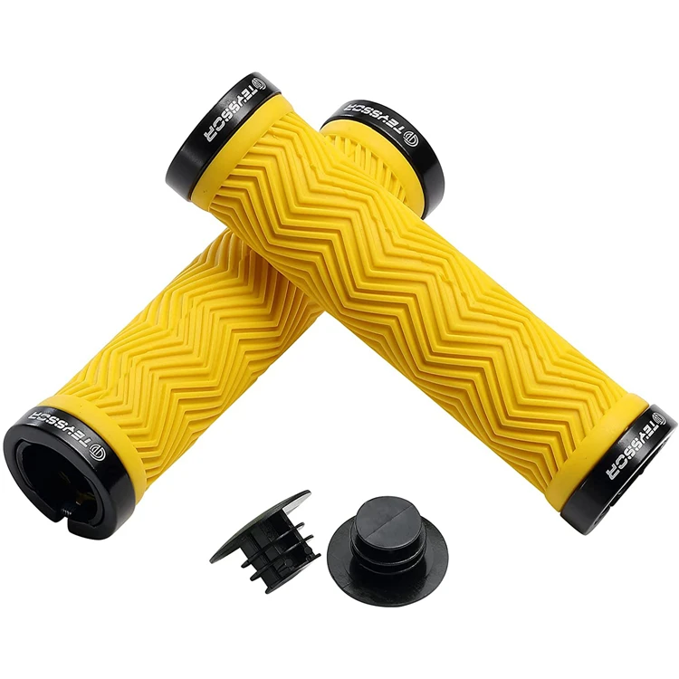 Mountain Bike Grips Double Lock on, Non Slip Shock Absorbing Bicycle Handlebar Grips 130mm for MTB Downhill (1600380033050)