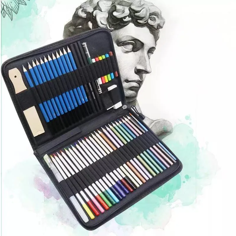 Manufacturer supplies school art class drawing pencil 51 pieces new sketch color pencil set