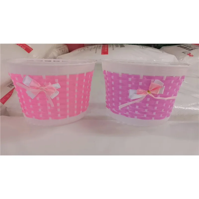 Аксессуары для велосипеда декоративная плетеная и пластиковая корзина для велосипеда розового и фиолетового цвета Симпатичная детская корзина для девочек для детей