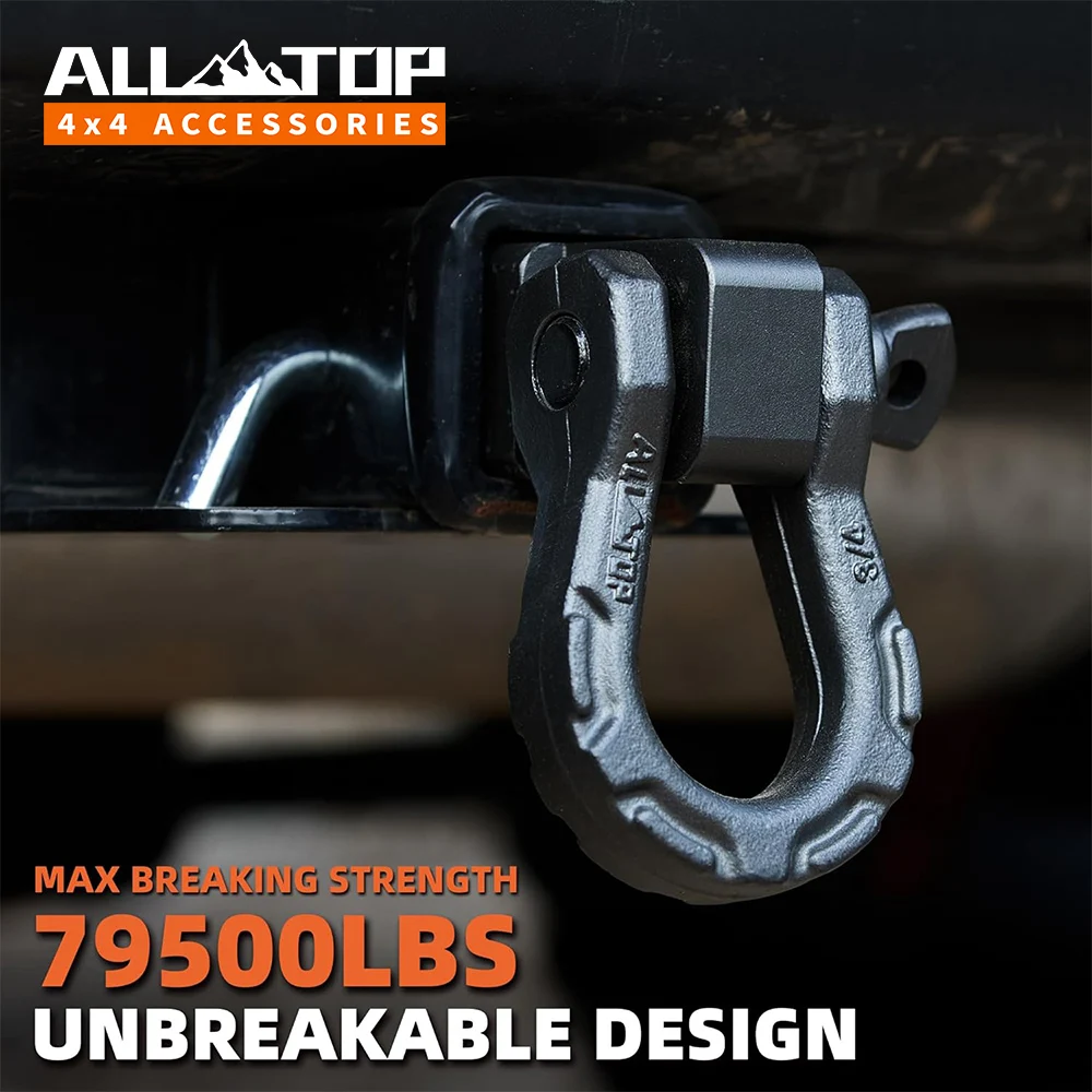 Off-road vehicle rescue equipment 36T Mn steel U-shape towing shackle bow shackle