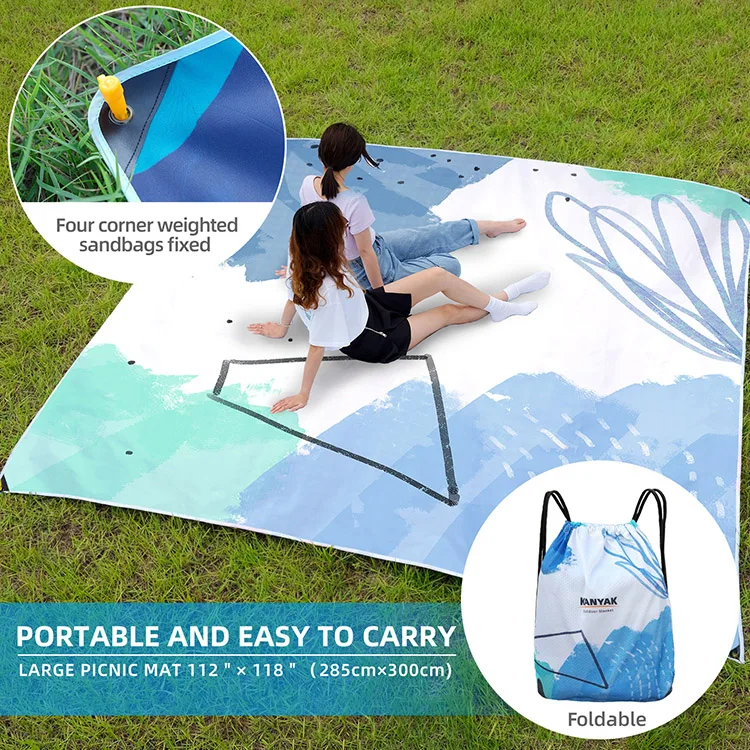 China Factory Wholesale Over sized Lightweight SandFree Beach Mat Rug Beach Camping Picnic Blanket