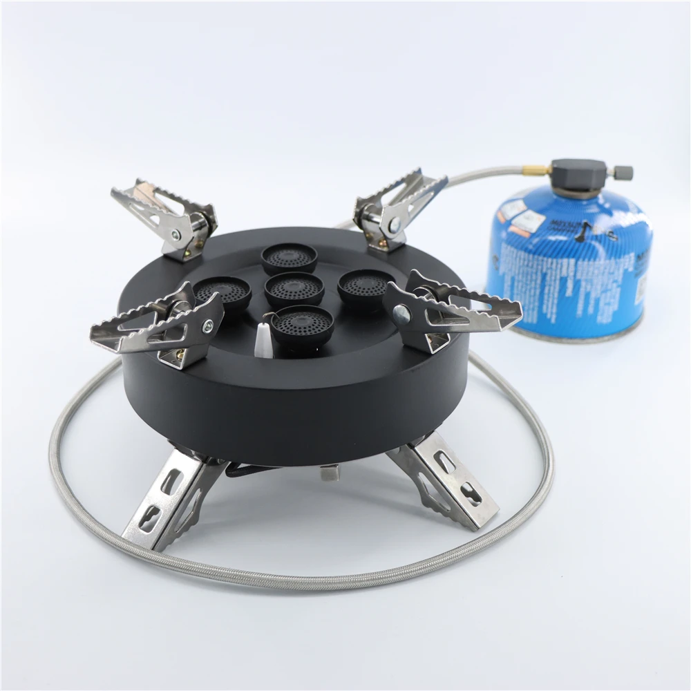 Custom Logo Outdoor Folding Metal multi fuel Cooking Furnace Picnic Mini Gas portable 12800W camping stove
