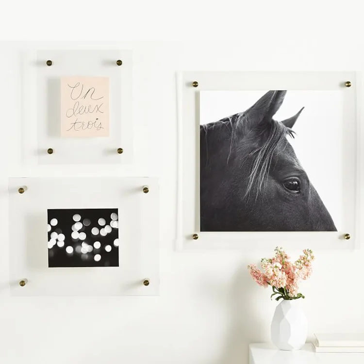 Wall-mounted Picture Display Board Clear Acrylic Frames with Copper