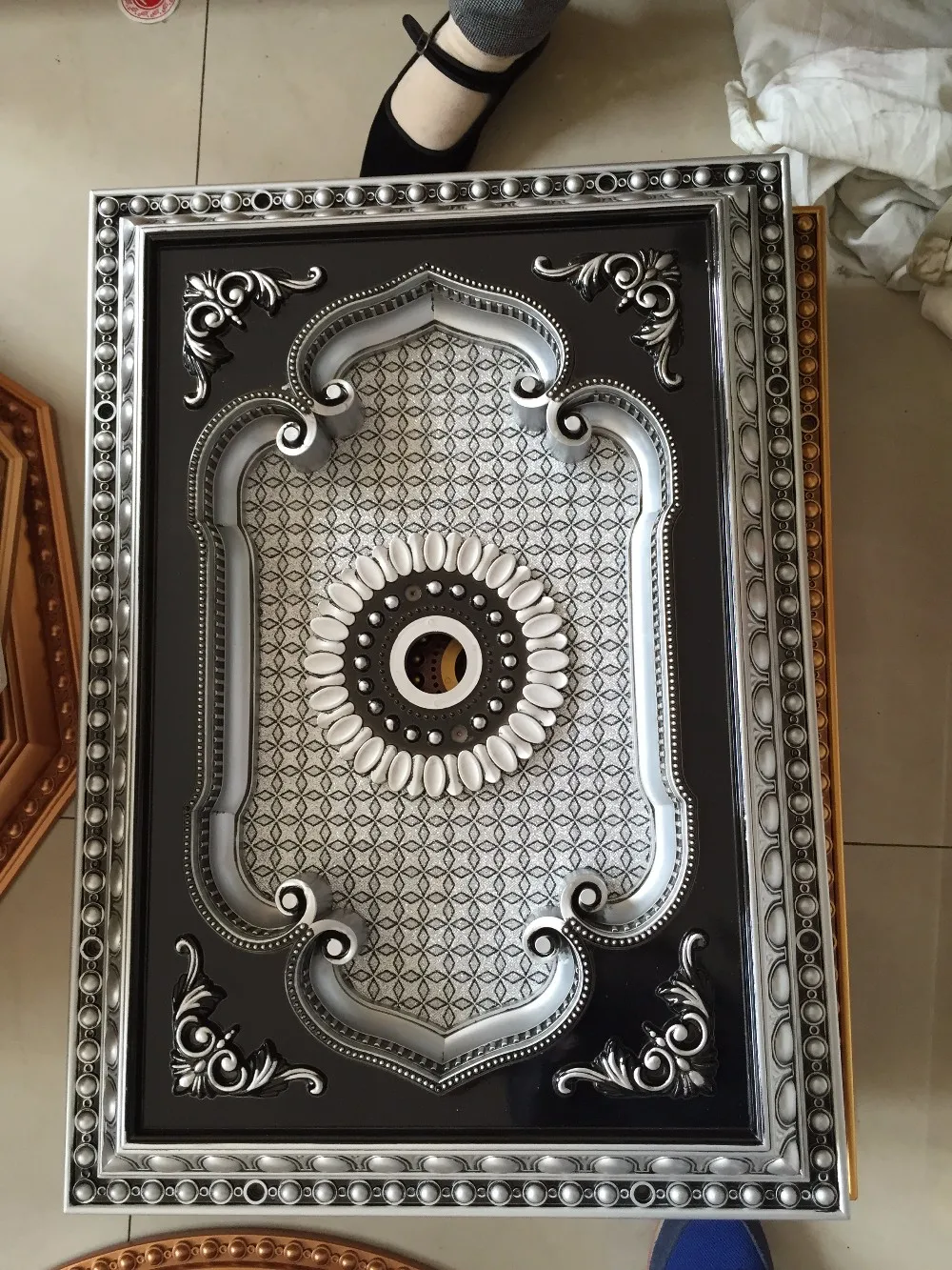 New Design Rectangle European Ceiling Pattern Led PS Artistic Decorative Ceilings