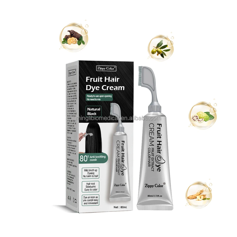 Wholesale Hair Dye Manufacturers Magic Touch up Black Hair Dye Cream Natural Fruit Dye with Black Hair Function Comb Included