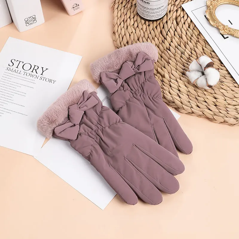 Woman Winter Plus Velvet Thicken Glove Outdoor Waterproof Screen Touch Fashion Warm Glove