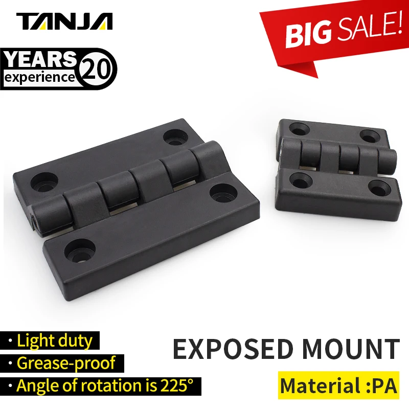 Black PA Gate Hinges Cabinet Box Generator Butt Hinge Nylon Hinge