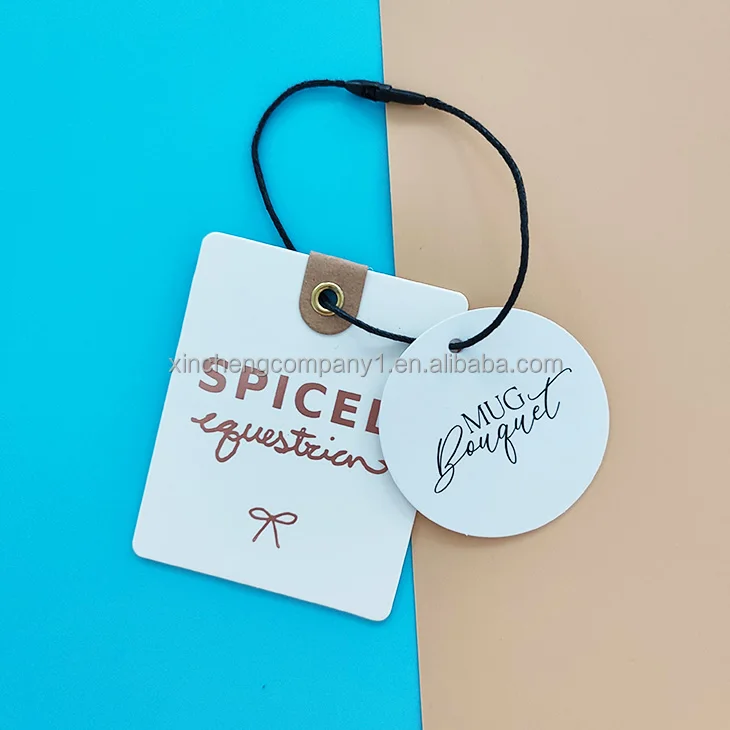 Luxury thick paper custom made garment hangtag swing hang tag rope Embossed label clothing accessories price tag