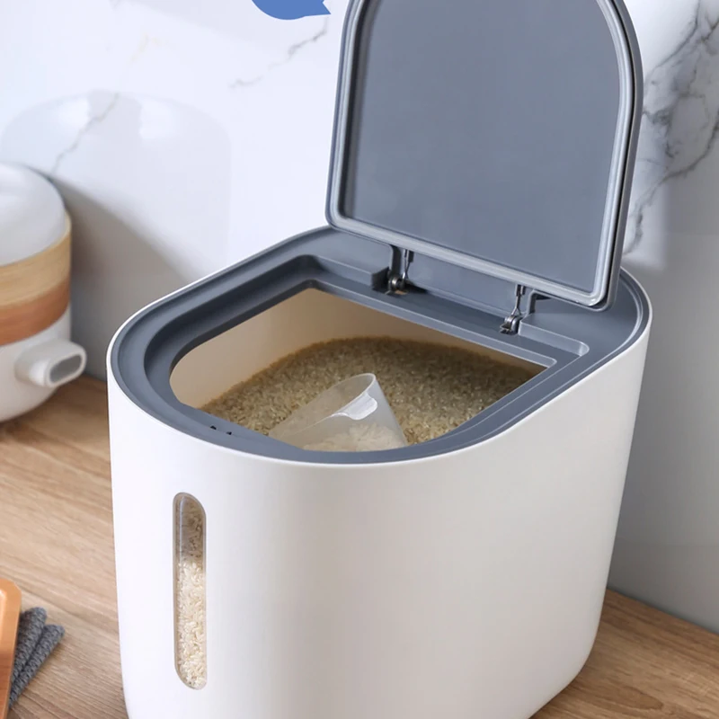 10L Oval Rice Dispenser Large Grain Container Storage with Lid Measuring Cylind Household for Kitchen Soybean Corn