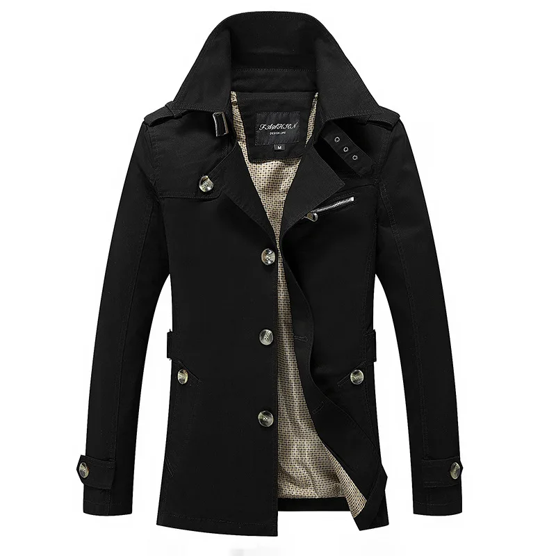Men Jacket Coat Long Section Fashion Trench Coat Male Casual Fit Overcoat Jacket Outerwear