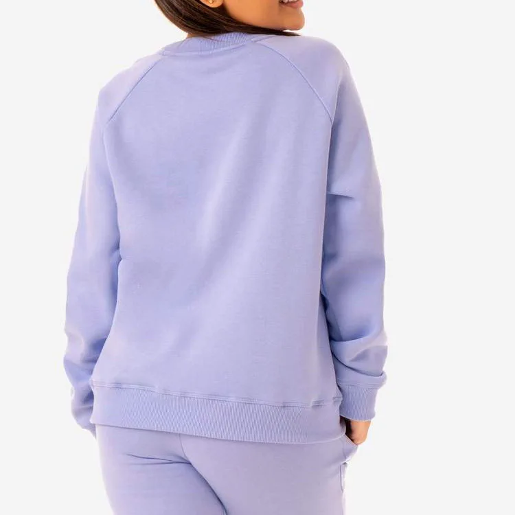 Winter Spring Fleece Interlock Fabric Light Color Long Sleeve Sweatshirt Sports Bottoms Jogger Ladies Tracksuit