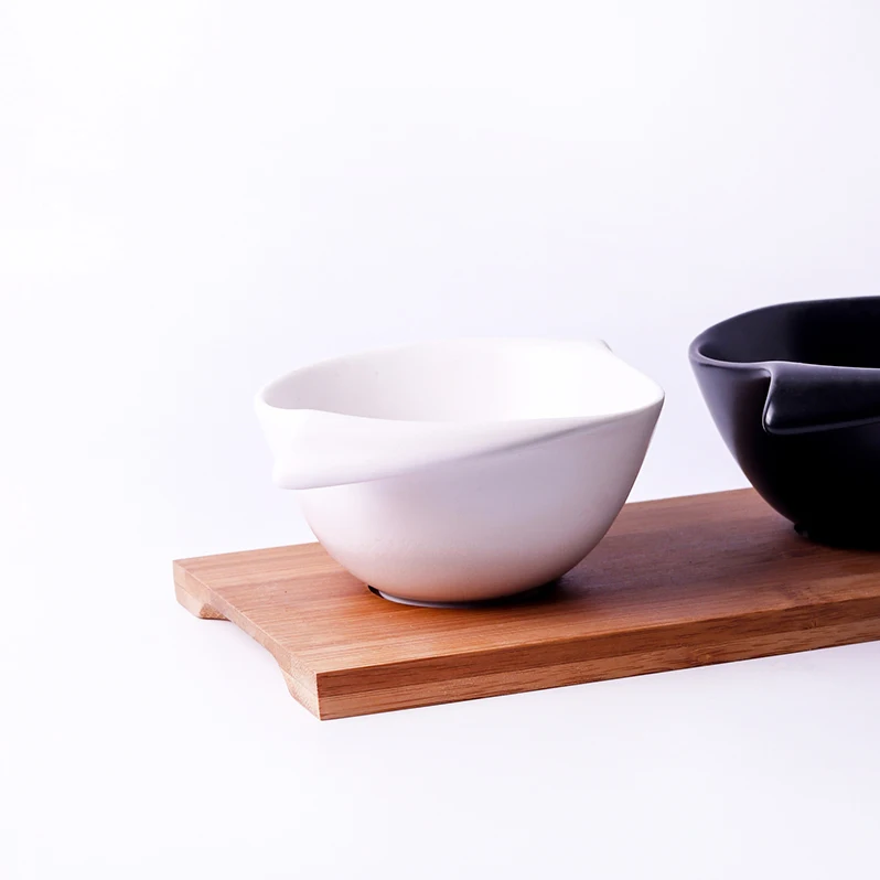 Ceramic Prep Bowl One Sauce Cups Appetizer Bowl  Dish Modern Serving Small white black jasper Sauce Cup