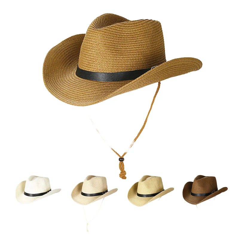 Unisex Summer Western Style Cowgirl Hat Factory Direct Shapeable Wide Brim for Adults Men and Women Straw Cowboy Hat