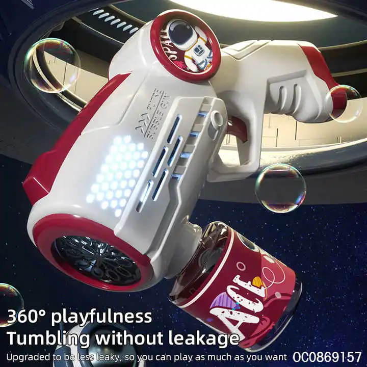 2024 Multi holes kids 90ml bubble water space bubble gun for sale with led light