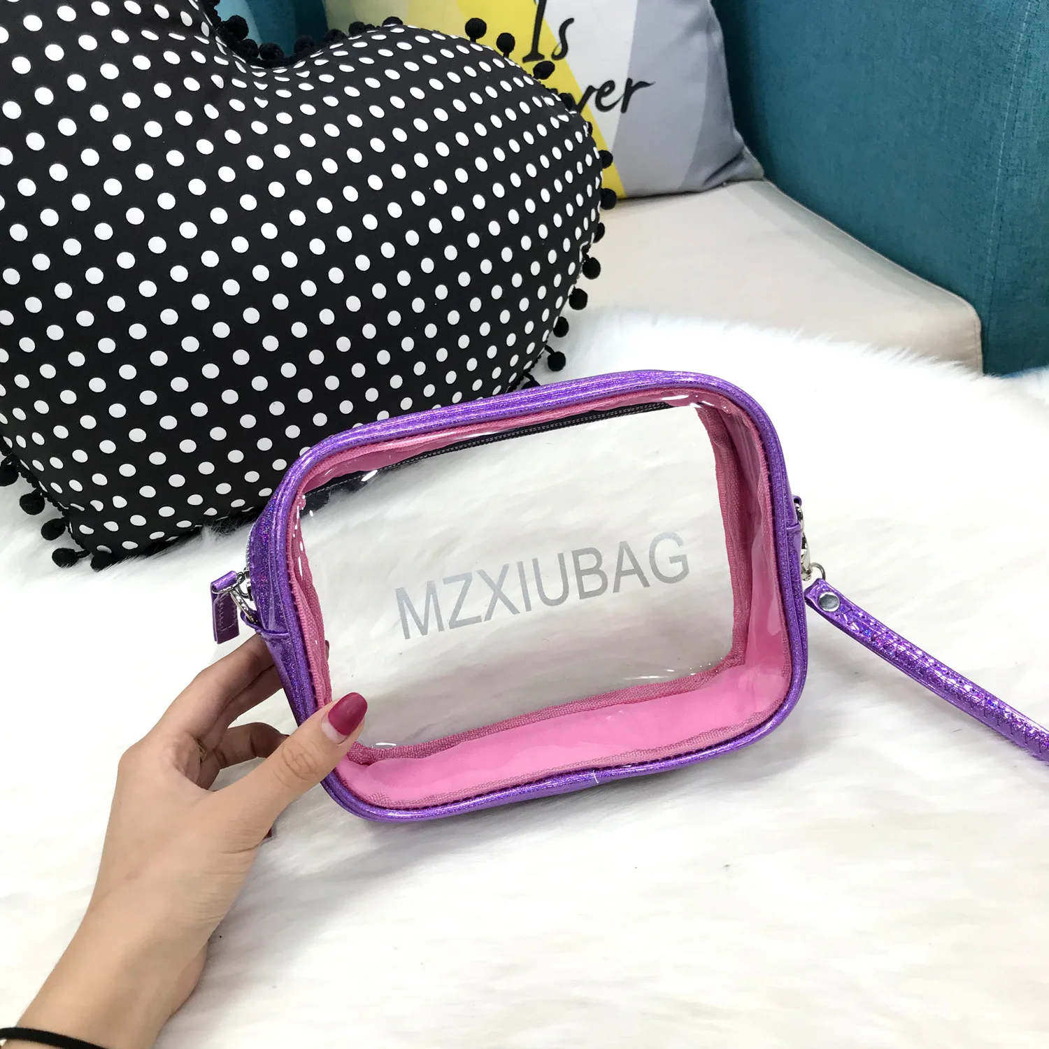 Clear Cosmetics Bag , Large Clear Travel Bag , Waterproof & Draining Transparent Makeup Bag Tote Bag