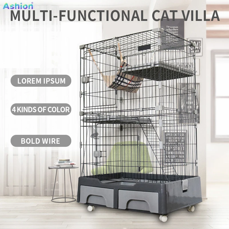 
Wholesale New Fashion Pet Cat Cage Large Small Cat Cage Steel Wire With Tray 