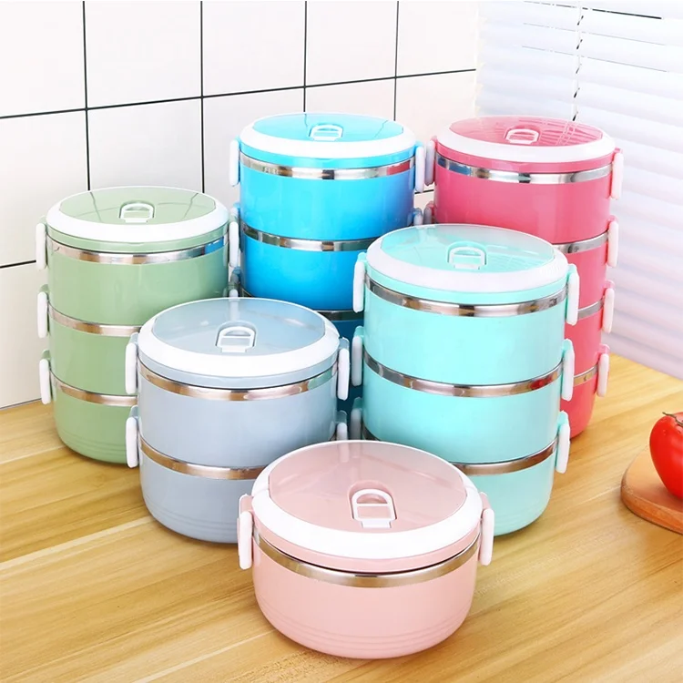 1/2/3 Layer Bento Box Cute Lunch Box  Stainless Steel Thermos LunchBox