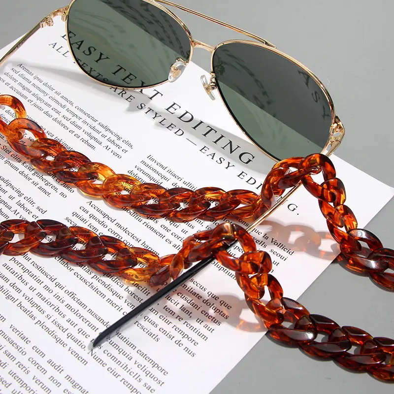 Fashion Charm Jewelry Eyeglasses For Women Reading Glasses Hanging Neck Chain For Sunglasses Chain Acrylic Leopard Glasses Chain