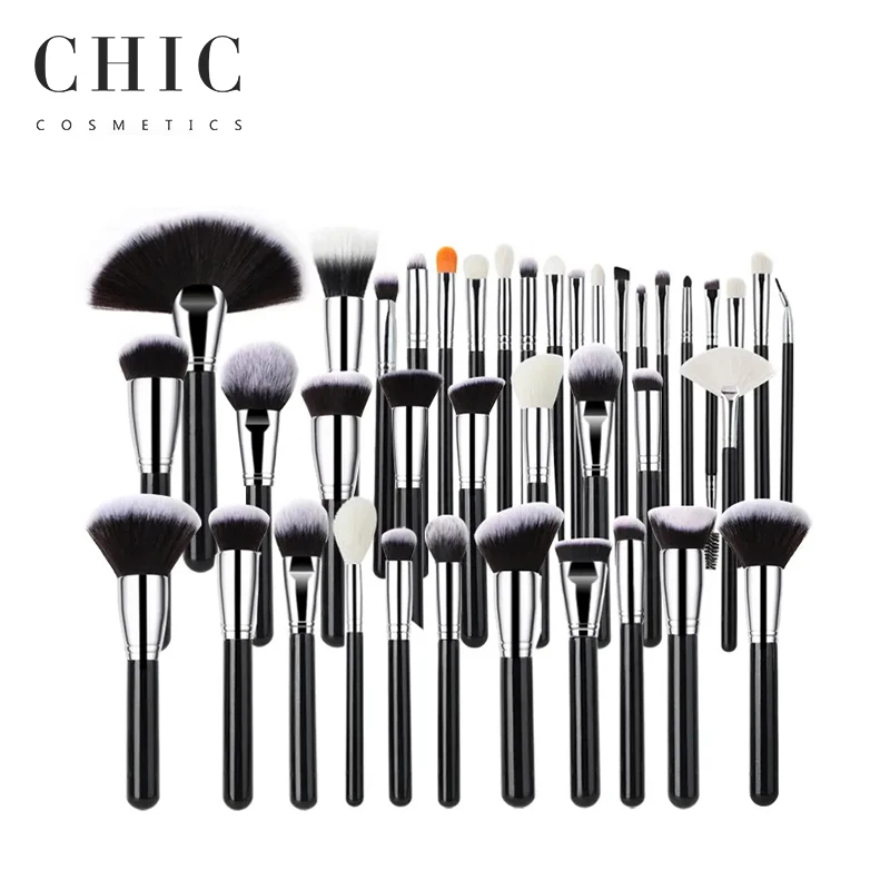 Custom Logo 42pcs Silicone Hair 40pcs Synthetic Hair Large Loose Powder Cosmetic Dotting Brushes Makeup Brush Set Beauty Tools