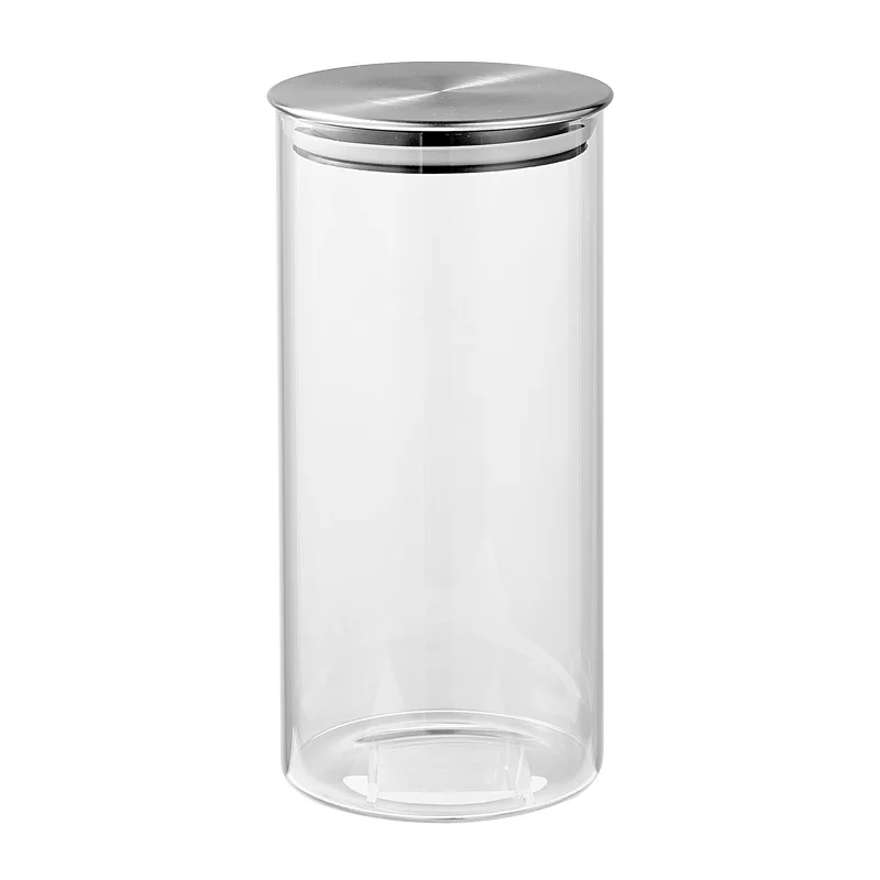 New Clear Wide Mouth Kitchen Spice Box Food Candy Storage Borosilicate Bottle Container Glass Jar With Stainless Steel Lid