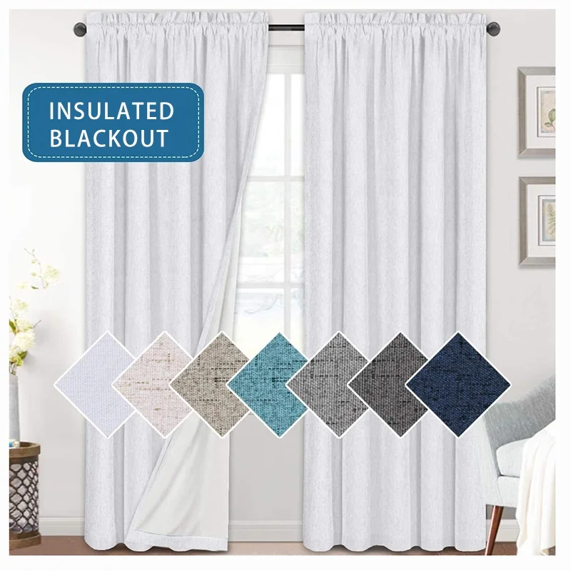 Современные теплоизолированные белые однотонные занавески из льна для отеля и гостиной