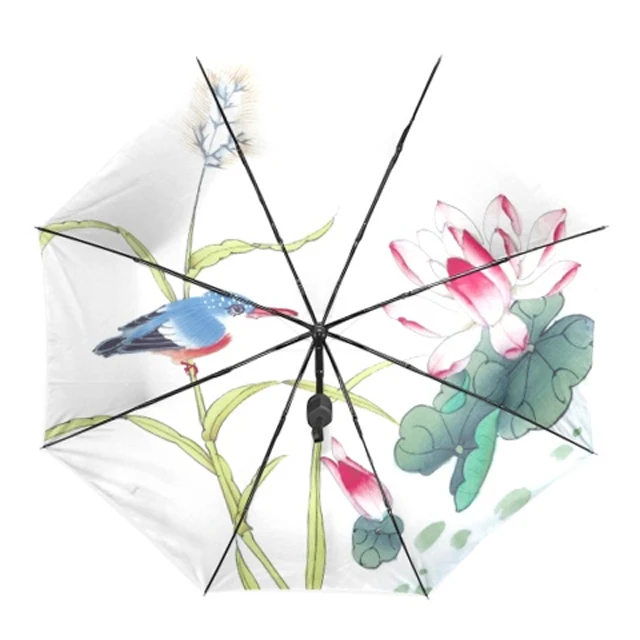 Bespoke UV Protection Traditional Ink and Wash Painting Lady Rain Umbrella