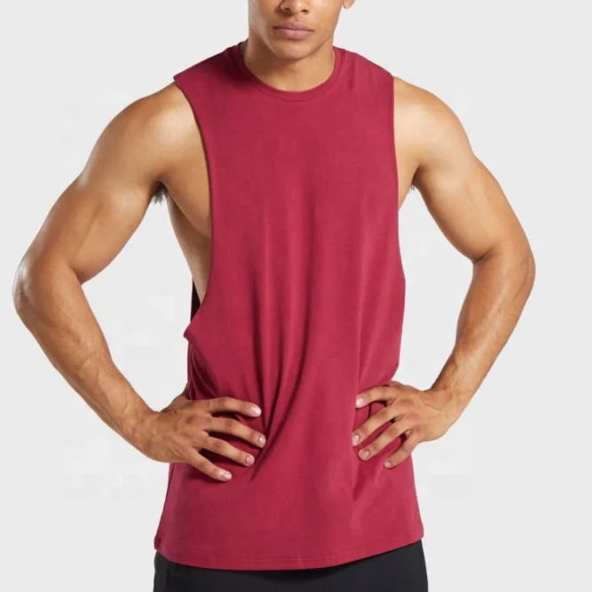 Custom printing men gym cotton bodybuilding tank top stringer vest