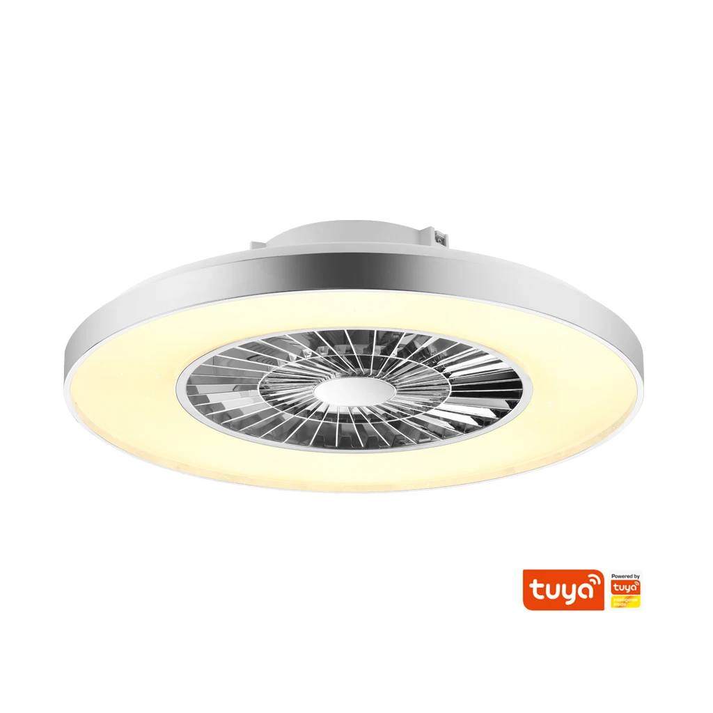 Factory Wholesale Competitive Price  Chrome Plated Smart Control Ceiling Fan Led Light