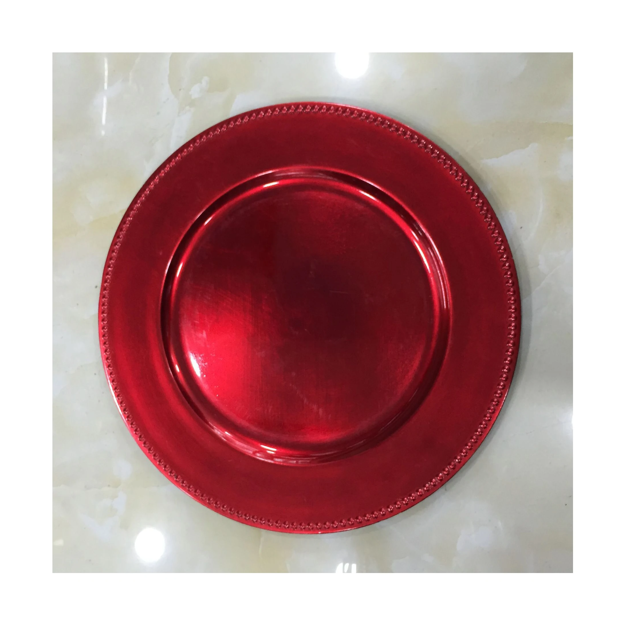 LCK088 Round Red Christmas Decorate Plate Wholesale
