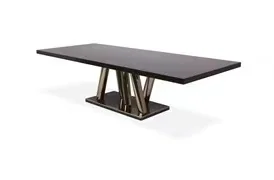 Light Luxury Designer Solid Wood Console Stainless Steel Base Dining Table High end Luxury Villa Dining Table