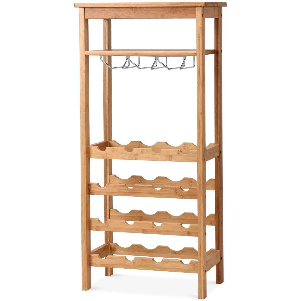 6 tier freestanding wine holder bamboo wine rack wine bottles storage display shelf rack for kitchen Bar Cellar