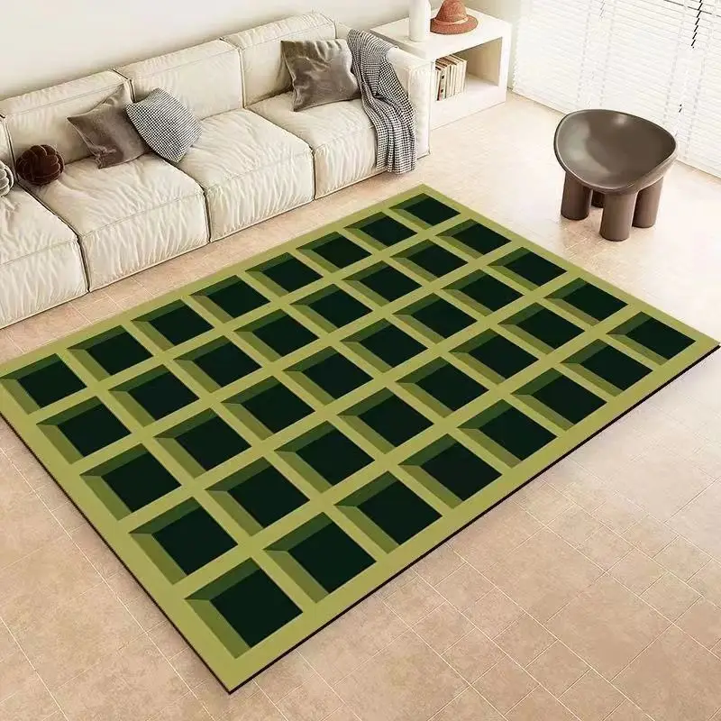 Chess board Garden Maze Green Hand Tufted Rug Handmade Carpets for Home Bedroom Office Living Room Hall Villa Private residence