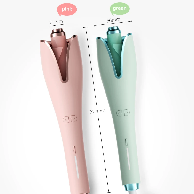 Auto silk heatless rotating ceramic beauty pink hair straightener curler